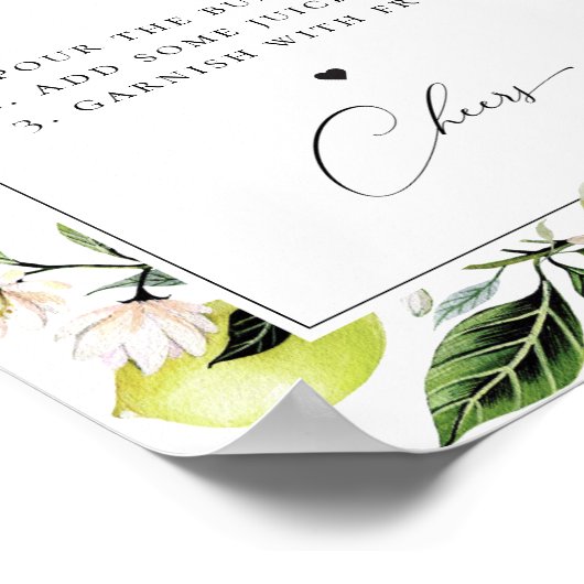 Elegant Botanische Lemons Mimosa Bar Poster (Hoek)