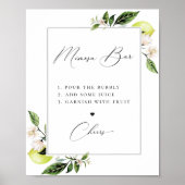 Elegant Botanische Lemons Mimosa Bar Poster (Voorkant)