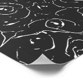 Elegant botanische lijntekenpatroon zwart wit poster (Hoek)