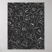 Elegant botanische lijntekenpatroon zwart wit poster (Voorkant)