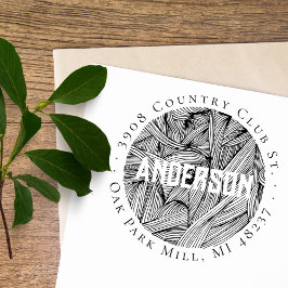 Elegant Botanische Line Art Aangepast adres voor r Zelfinktende Stempel