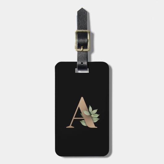 Elegant Botanische monogram Gold Letter A Bagagelabel (Voorkant verticaal)