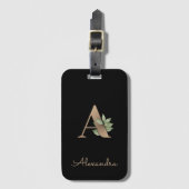 Elegant Botanische monogram Gold Letter A Bagagelabel (Voorkant (verticaal))
