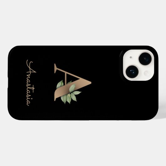 Elegant Botanische monogram Gold Letter A Case-Mate iPhone Case (Achterkant (horizontaal))