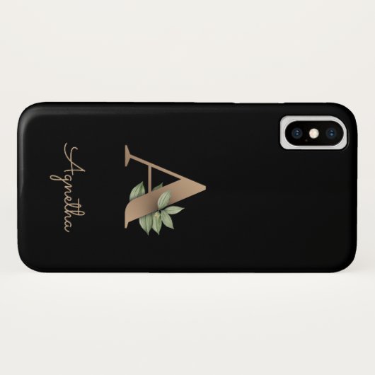 Elegant Botanische monogram Gold Letter A Case-Mate iPhone Case (Achterkant (horizontaal))