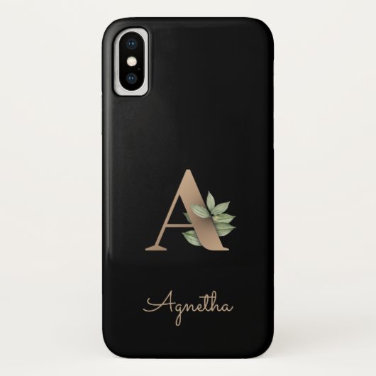 Elegant Botanische monogram Gold Letter A Case-Mate iPhone Case (Achterkant)