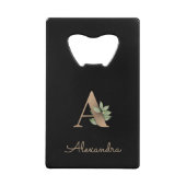 Elegant Botanische monogram Gold Letter A Creditkaart Flessenopener (Voorkant)