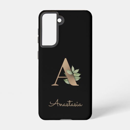 Elegant Botanische monogram Gold Letter A Samsung Galaxy Hoesje (Achterkant)