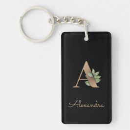 Elegant Botanische monogram Gold Letter A Sleutelhanger