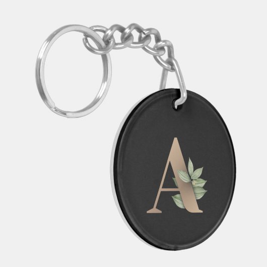 Elegant Botanische monogram Gold Letter A Sleutelhanger (Voorkant Links)