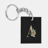 Elegant Botanische monogram Gold Letter A Sleutelhanger (Voorkant Links)