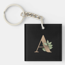 Elegant Botanische monogram Gold Letter A Sleutelhanger