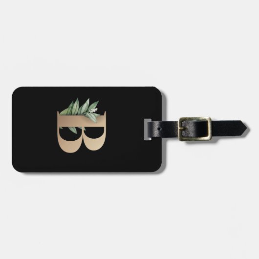 Elegant Botanische monogram Gold Letter B Bagagelabel (Voorkant horizontaal)