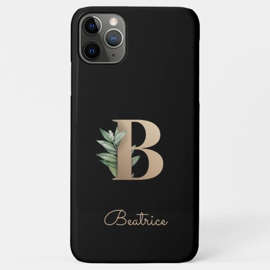 Elegant Botanische monogram Gold Letter B Case-Mate iPhone Case (Achterkant)