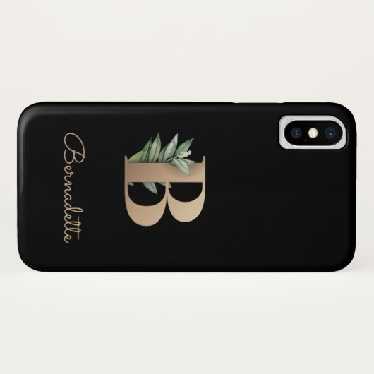 Elegant Botanische monogram Gold Letter B Case-Mate iPhone Case (Achterkant (horizontaal))