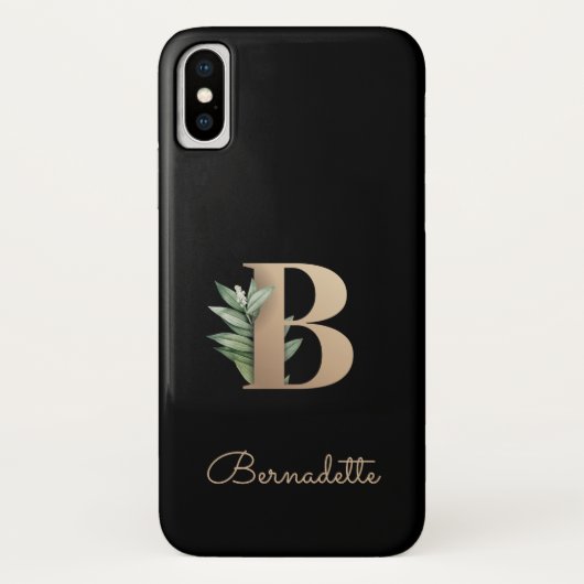 Elegant Botanische monogram Gold Letter B Case-Mate iPhone Case (Achterkant)