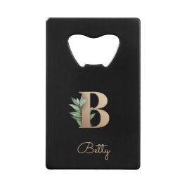 Elegant Botanische monogram Gold Letter B Creditkaart Flessenopener