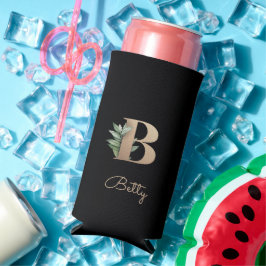 Elegant Botanische monogram Gold Letter B Seltzer Blikjeskoeler