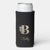 Elegant Botanische monogram Gold Letter B Seltzer Blikjeskoeler (Seltzer Voorkant)