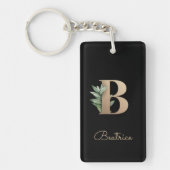 Elegant Botanische monogram Gold Letter B Sleutelhanger (Voorkant)