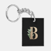 Elegant Botanische monogram Gold Letter B Sleutelhanger (Voorkant Links)