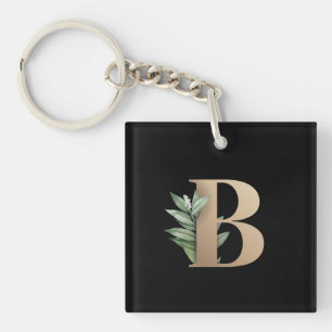 Elegant Botanische monogram Gold Letter B Sleutelhanger