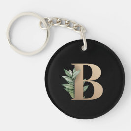 Elegant Botanische monogram Gold Letter B Sleutelhanger