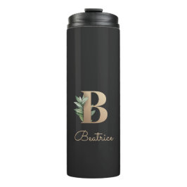 Elegant Botanische monogram Gold Letter B Thermosbeker
