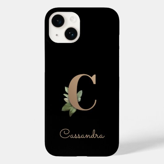 Elegant Botanische monogram Gold Letter C Case-Mate iPhone Case (Achterkant)