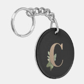 Elegant Botanische monogram Gold Letter C Sleutelhanger (Voorkant Links)