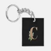 Elegant Botanische monogram Gold Letter C Sleutelhanger (Voorkant Links)