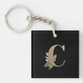 Elegant Botanische monogram Gold Letter C Sleutelhanger (Voorkant)