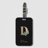 Elegant Botanische monogram Gold Letter D Bagagelabel (Voorkant (verticaal))