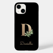 Elegant Botanische monogram Gold Letter D Case-Mate iPhone Case (Achterkant)