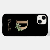 Elegant Botanische monogram Gold Letter D Case-Mate iPhone Case (Achterkant (horizontaal))