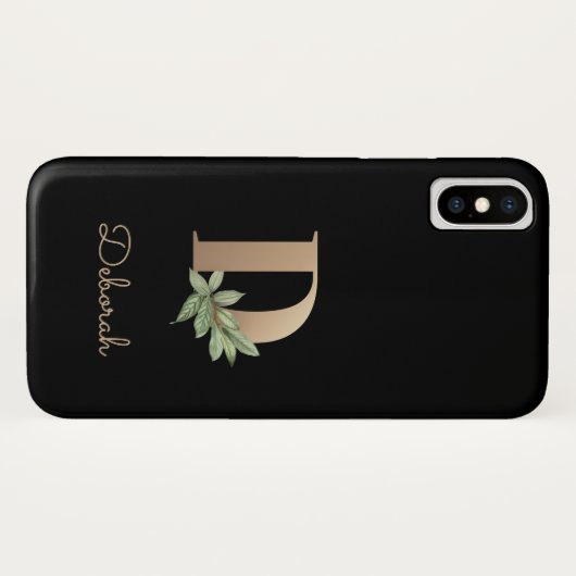 Elegant Botanische monogram Gold Letter D Case-Mate iPhone Case (Achterkant (horizontaal))
