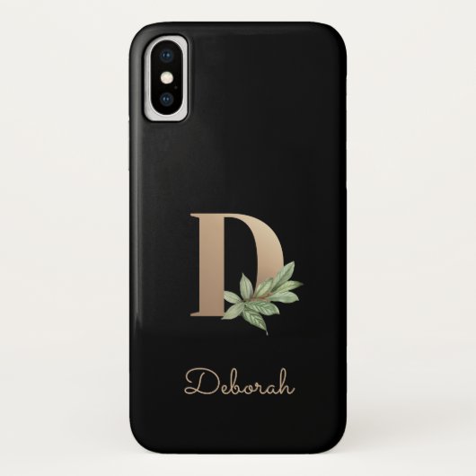 Elegant Botanische monogram Gold Letter D Case-Mate iPhone Case (Achterkant)