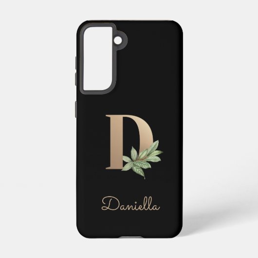 Elegant Botanische monogram Gold Letter D Samsung Galaxy Hoesje (Achterkant)