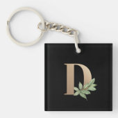 Elegant Botanische monogram Gold Letter D Sleutelhanger (Voorkant)