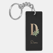 Elegant Botanische monogram Gold Letter D Sleutelhanger (Voorkant Links)