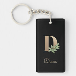 Elegant Botanische monogram Gold Letter D Sleutelhanger