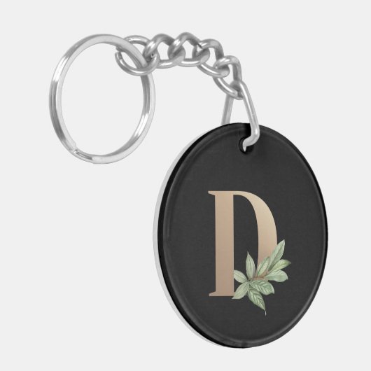 Elegant Botanische monogram Gold Letter D Sleutelhanger (Voorkant Links)