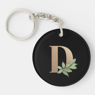 Elegant Botanische monogram Gold Letter D Sleutelhanger