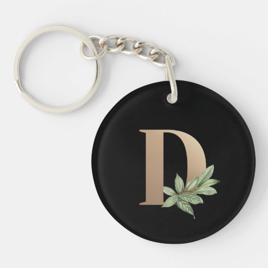 Elegant Botanische monogram Gold Letter D Sleutelhanger (Voorkant)