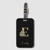 Elegant Botanische monogram Gold Letter E Bagagelabel (Voorkant (verticaal))