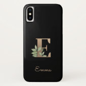 Elegant Botanische monogram Gold Letter E Case-Mate iPhone Case (Achterkant)