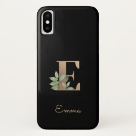 Elegant Botanische monogram Gold Letter E Case-Mate iPhone Case