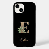 Elegant Botanische monogram Gold Letter E Case-Mate iPhone Case (Achterkant)