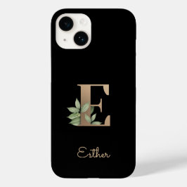 Elegant Botanische monogram Gold Letter E Case-Mate iPhone 14 Hoesje