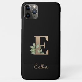 Elegant Botanische monogram Gold Letter E Case-Mate iPhone Case